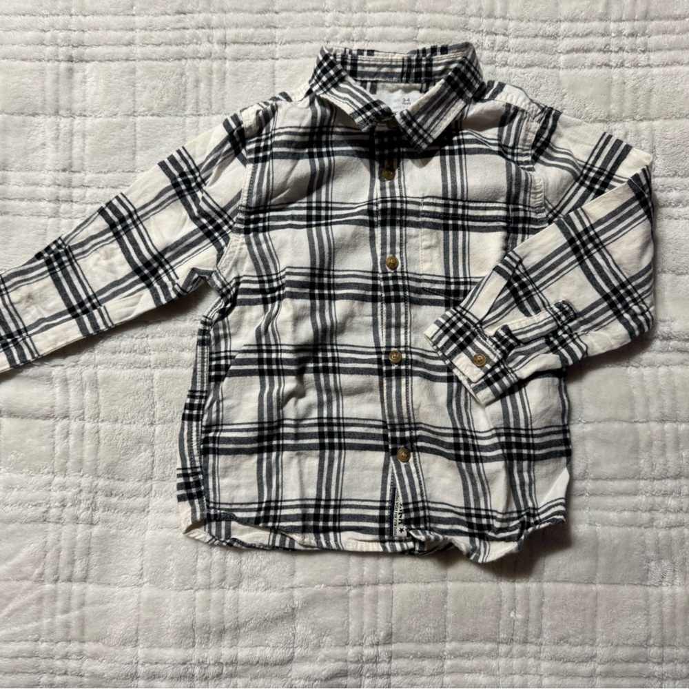 Zara Kids Black and White Plaid Shirt